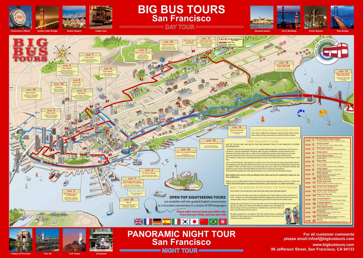 big red bus San Francisco mappa