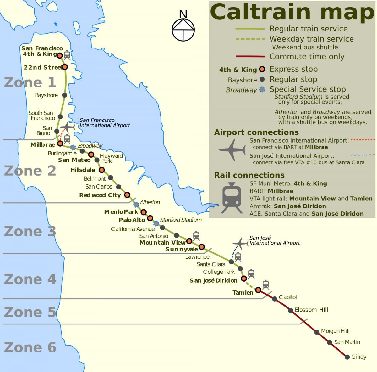 San Francisco caltrain mappa