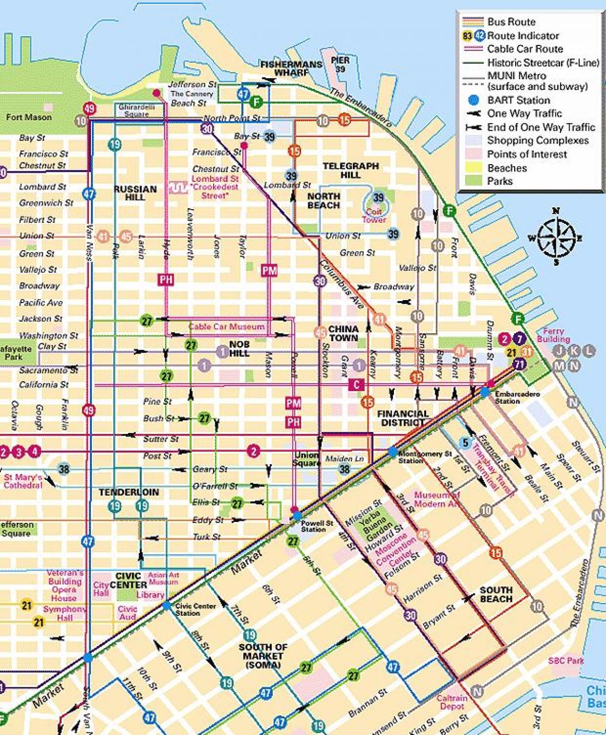 cable car di San Francisco mappa