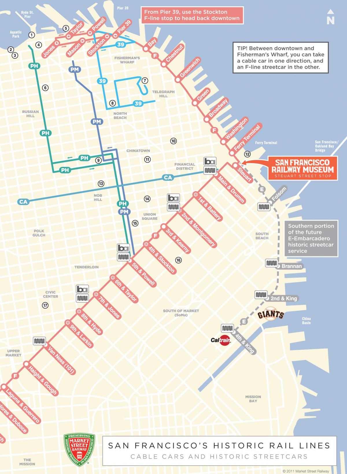 Mappa della funivia del percorso San Francisco, ca