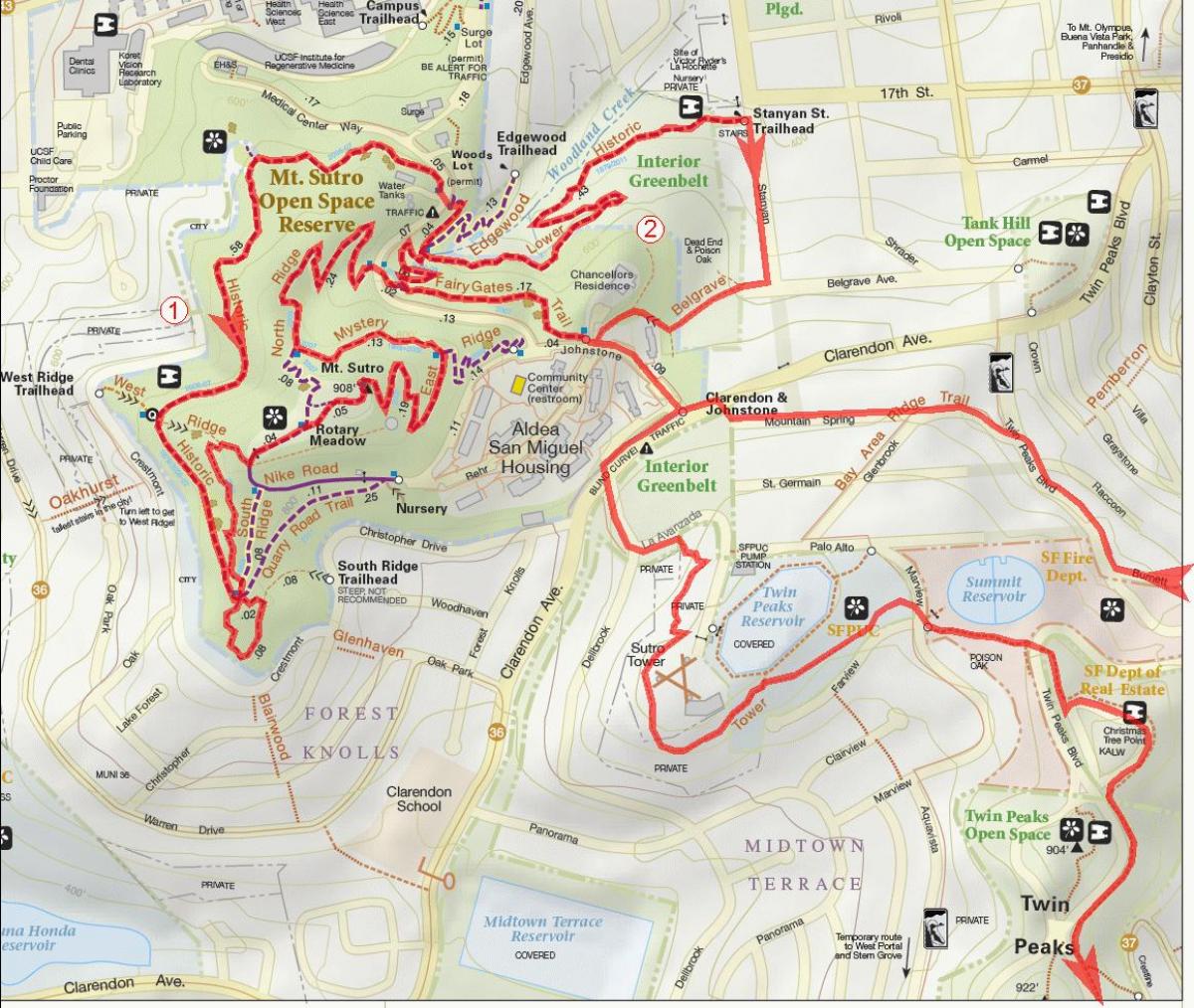 Mappa della zona della baia bike