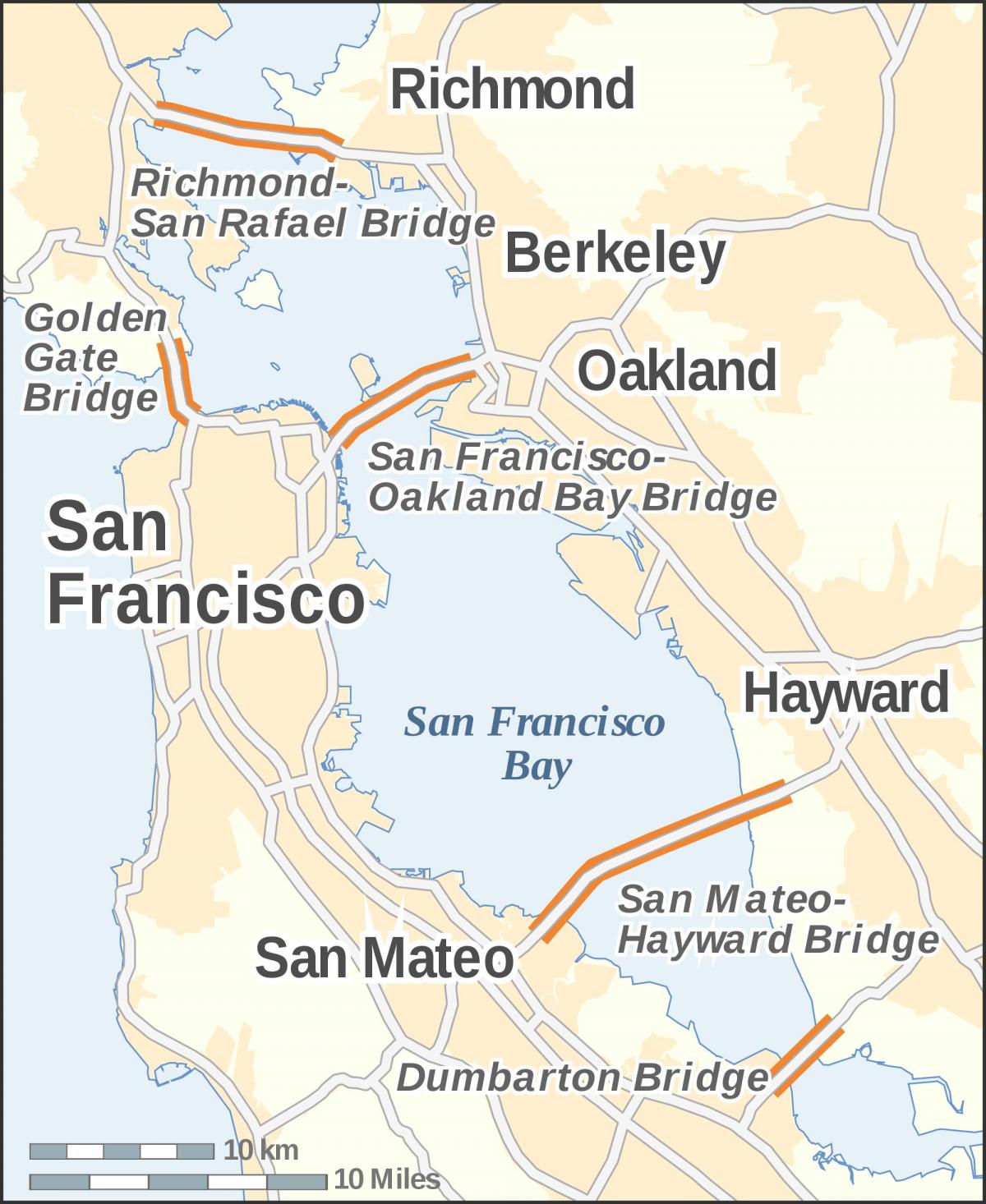 Mappa della zona di baia di ponti