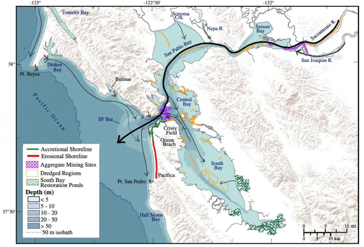 Mappa della baia di San Francisco profondità