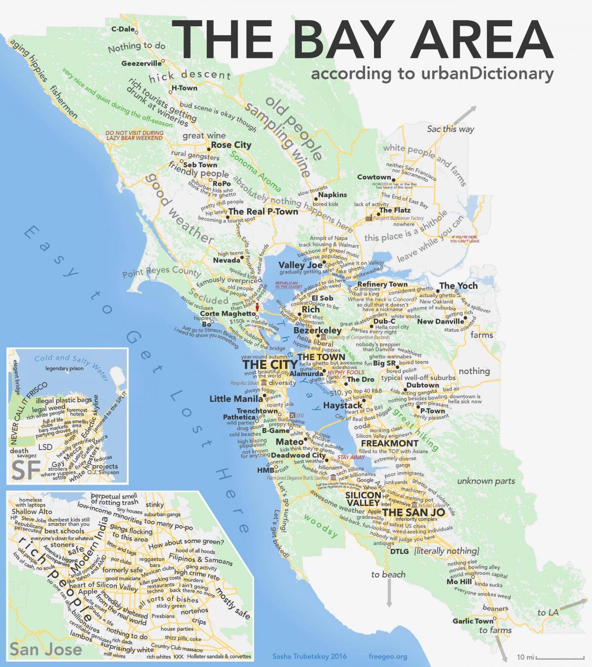 San Francisco bay area, california mappa