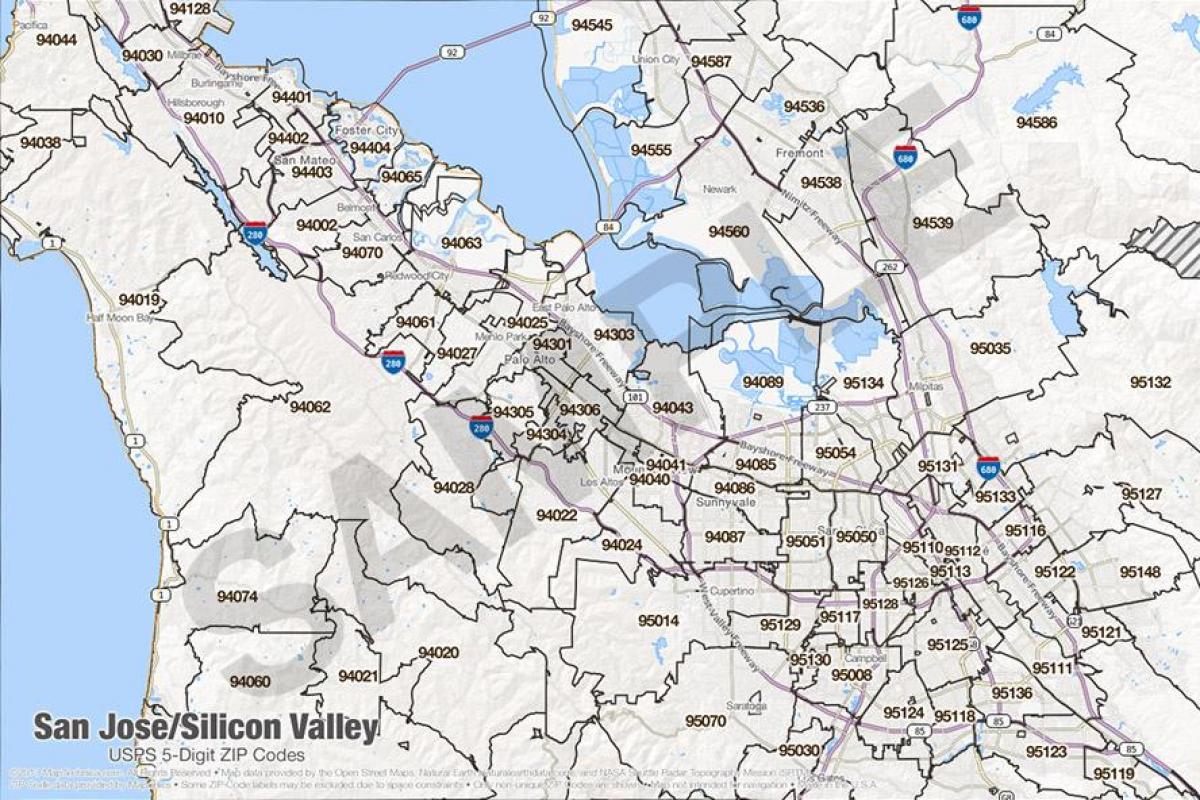 Mappa della silicon valley c.a.p.