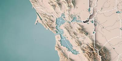 Mappa della baia di San Francisco topografica 