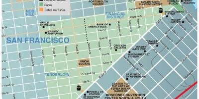 Mappa della zona union square di San Francisco