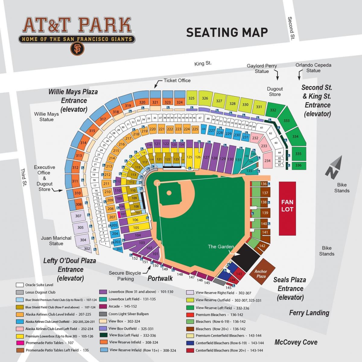 Mappa di at&t park stadium