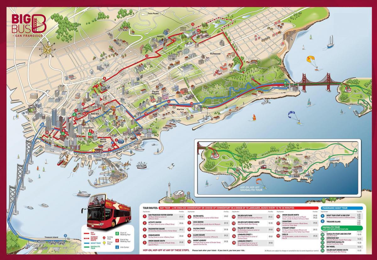 San Francisco tour in autobus mappa