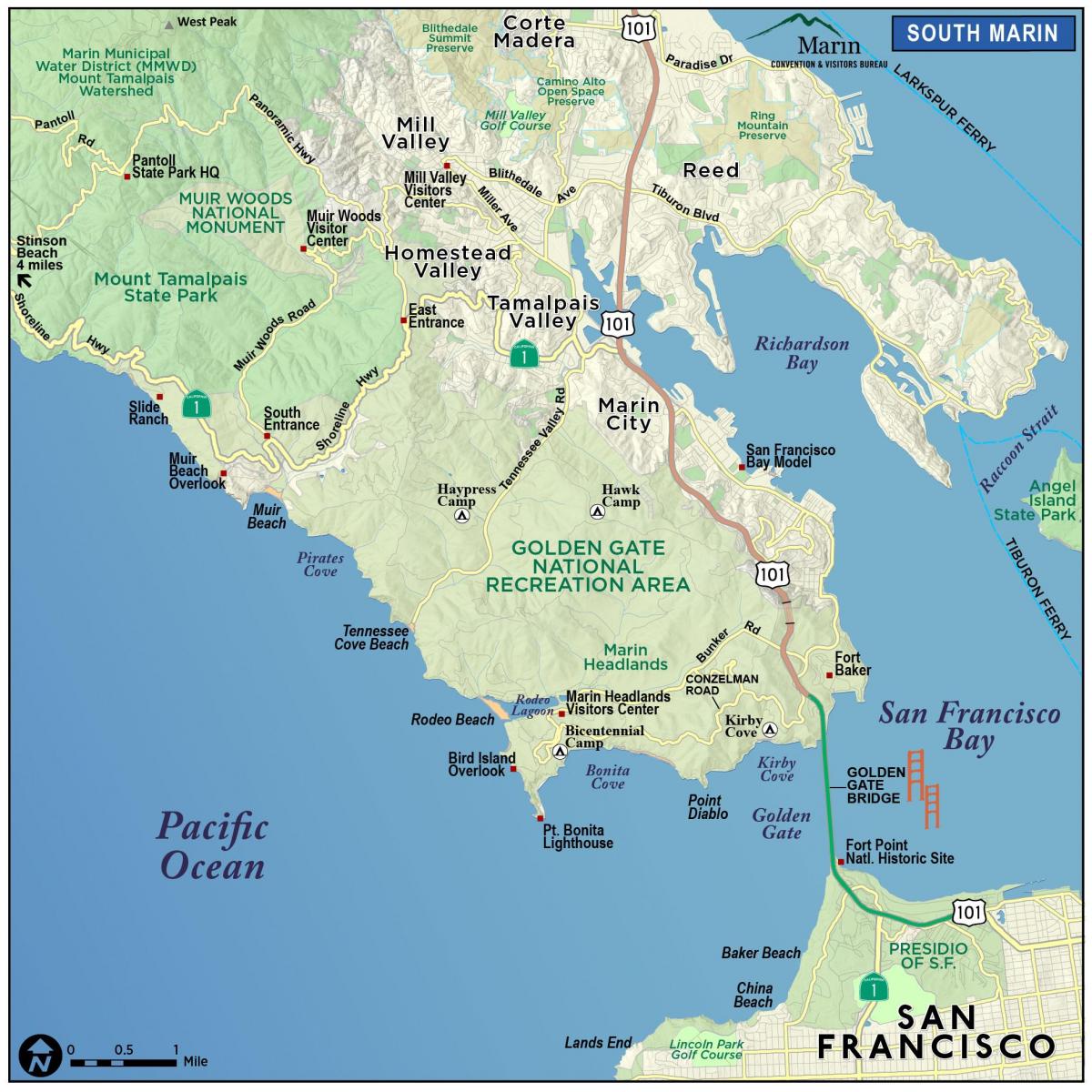 Mappa della foresta di sequoie di San Francisco