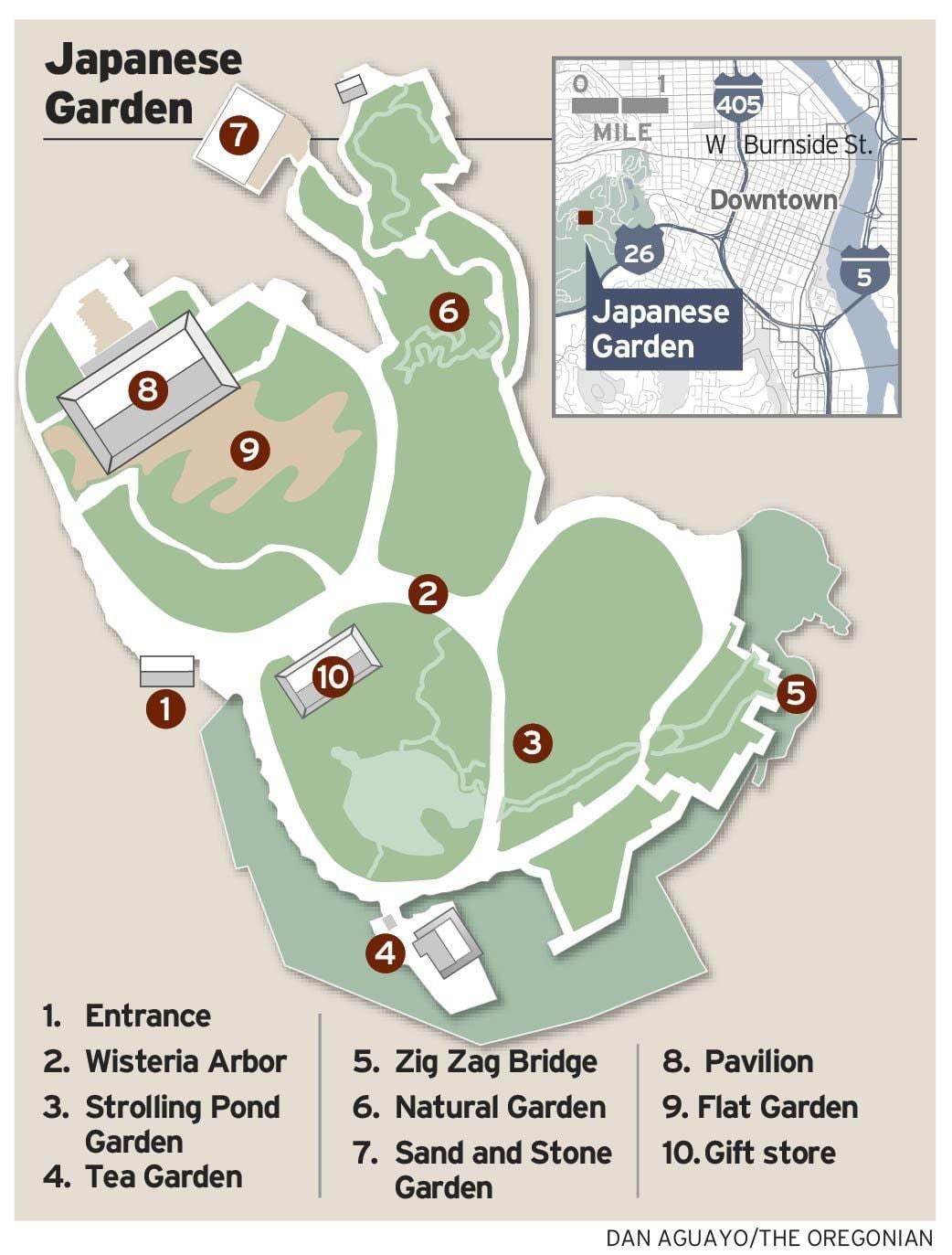 Mappa di giardino giapponese del tè