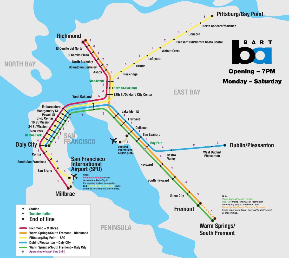 bart sistema San Francisco mappa
