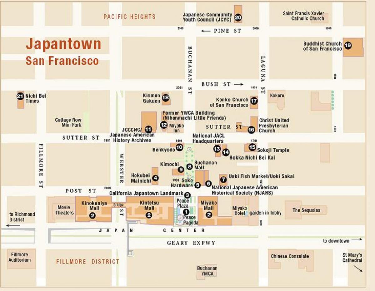 Mappa di japantown San Francisco