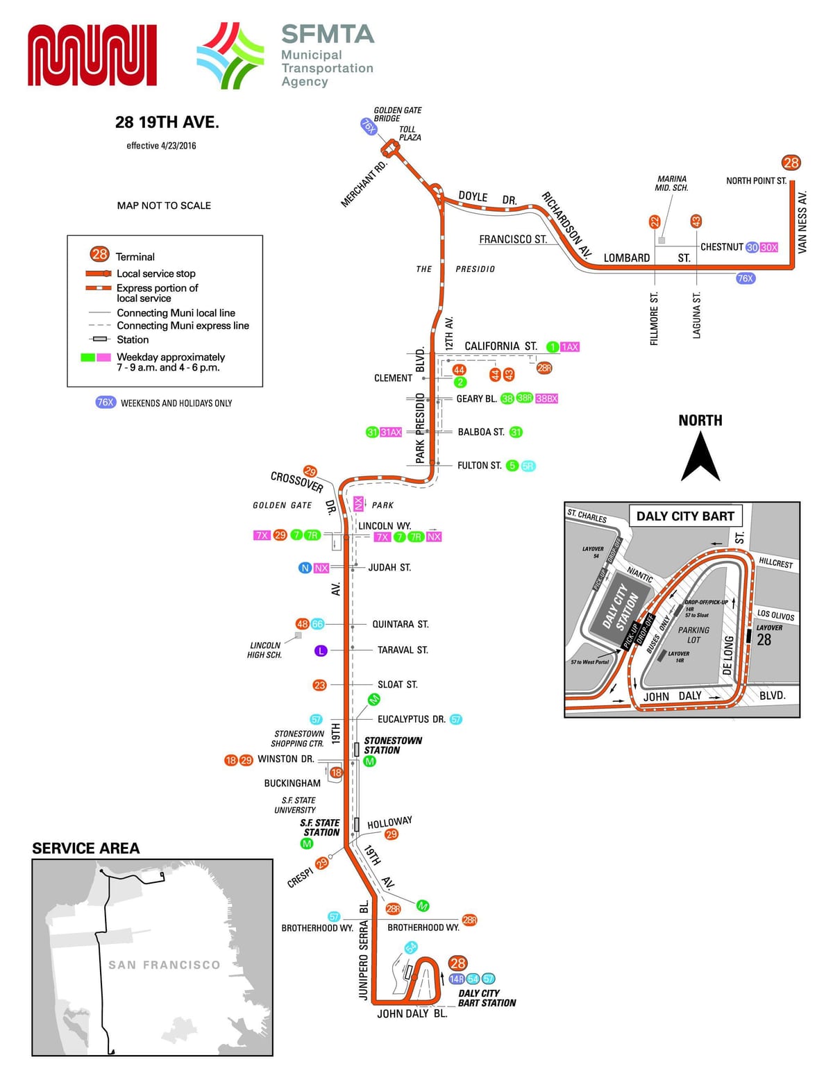 San Francisco bus 28 mappa del percorso