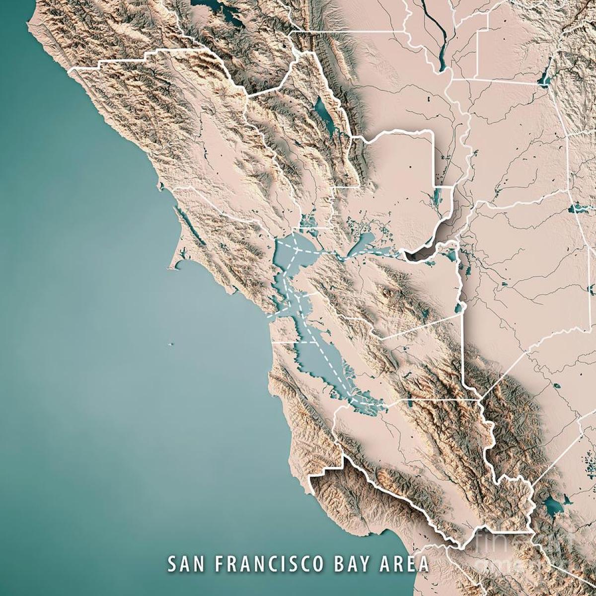Mappa della baia di San Francisco topografica 