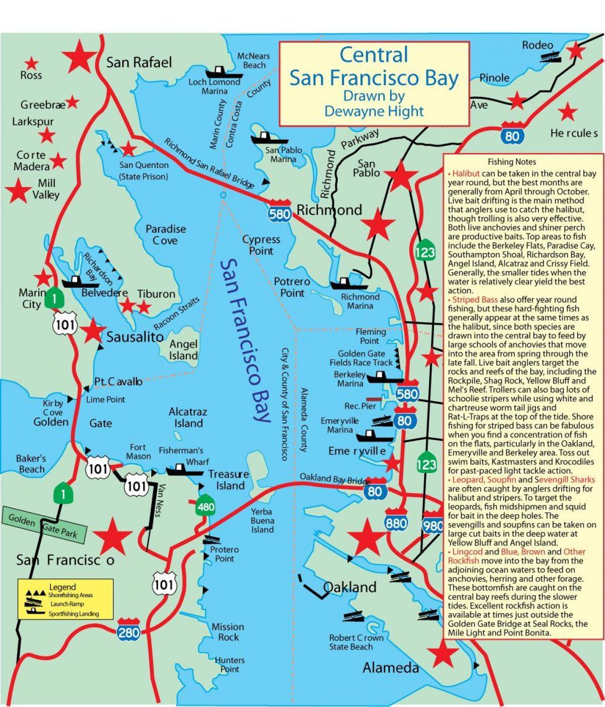 Mappa di San Francisco bay pesca 