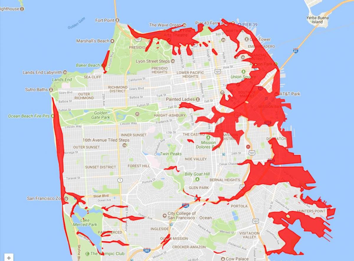 San Francisco aree per evitare mappa