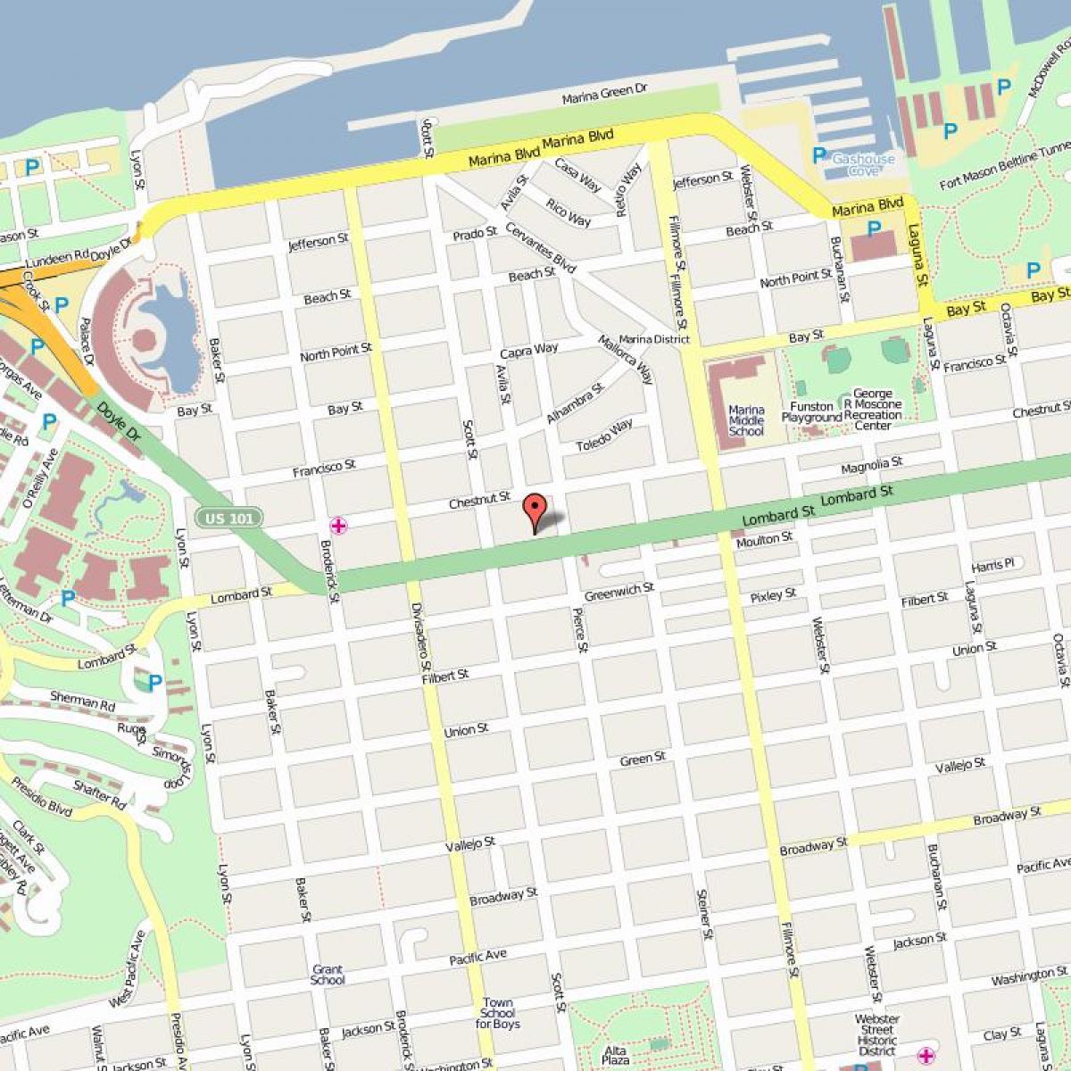 Mappa di lombard street a San Francisco