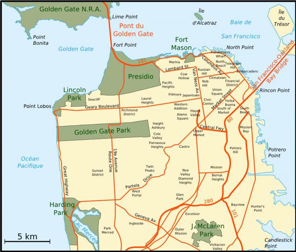 Mappa della zona della baia più grande