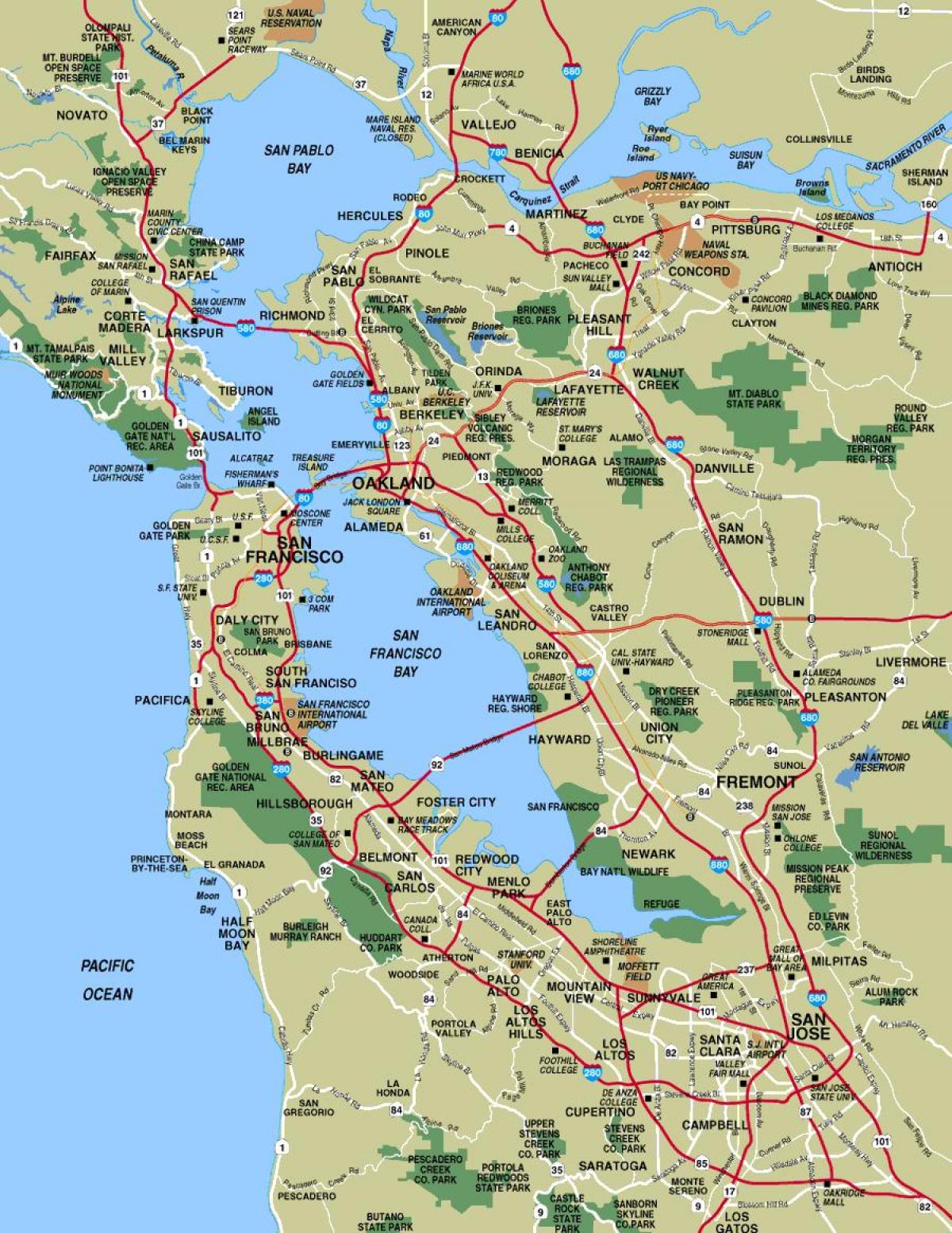 Mappa dell'area di San Francisco, città