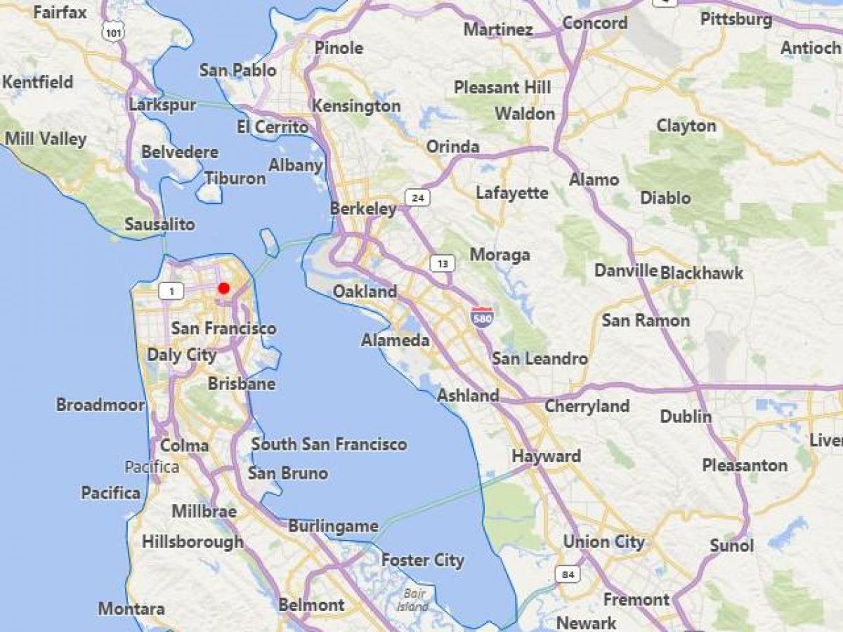 la mappa di città della california, vicino a San Francisco
