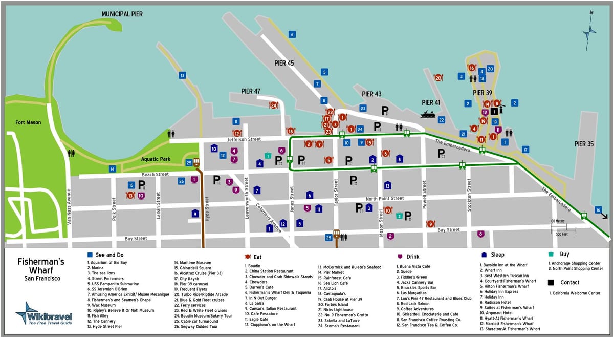 mappa di San Francisco fisherman's wharf