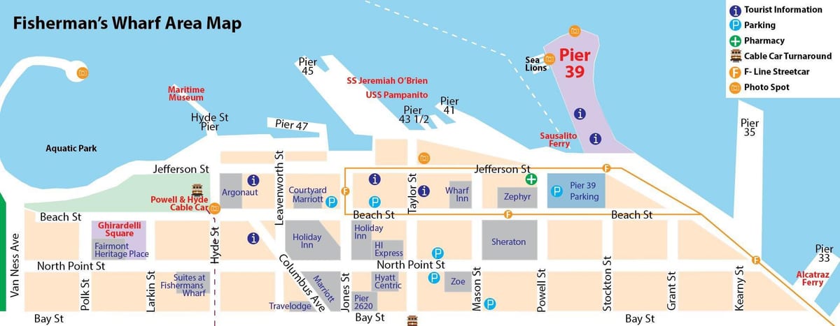 mappa di San Francisco fisherman's wharf