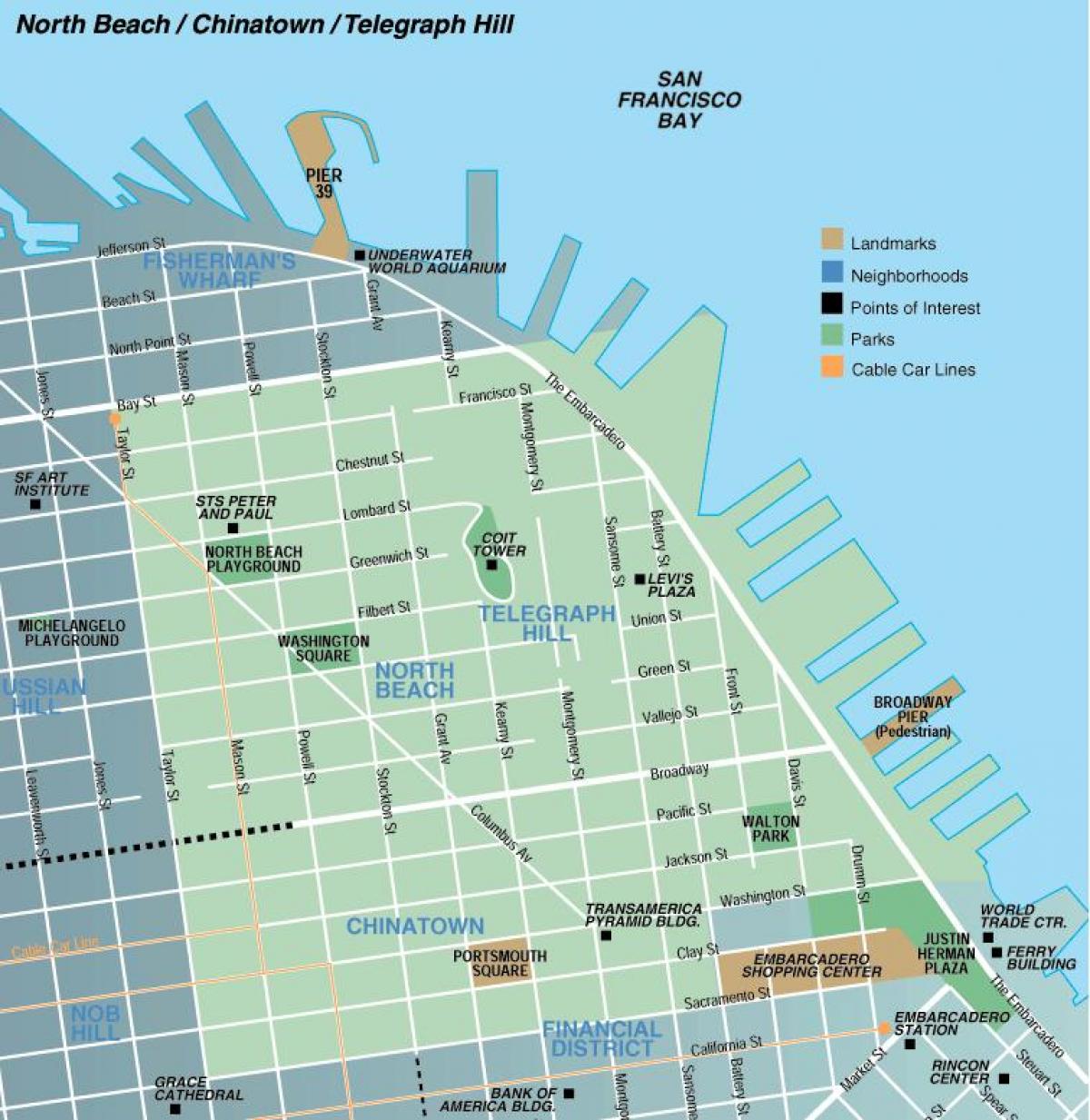 Mappa di north beach di San Francisco