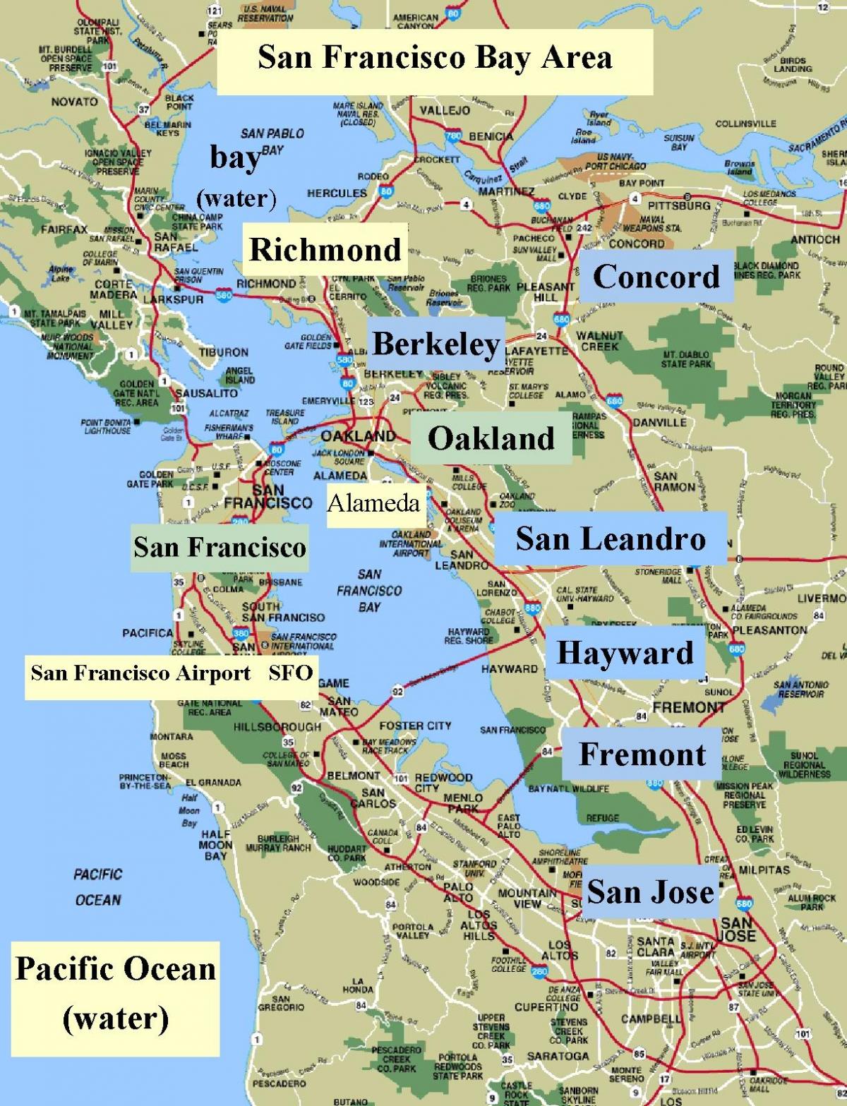 mappa dell'area di San Francisco, california