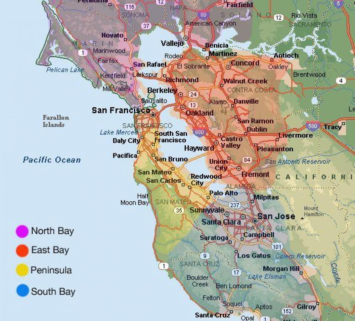 Nella zona di San Francisco mappa e la zona circostante
