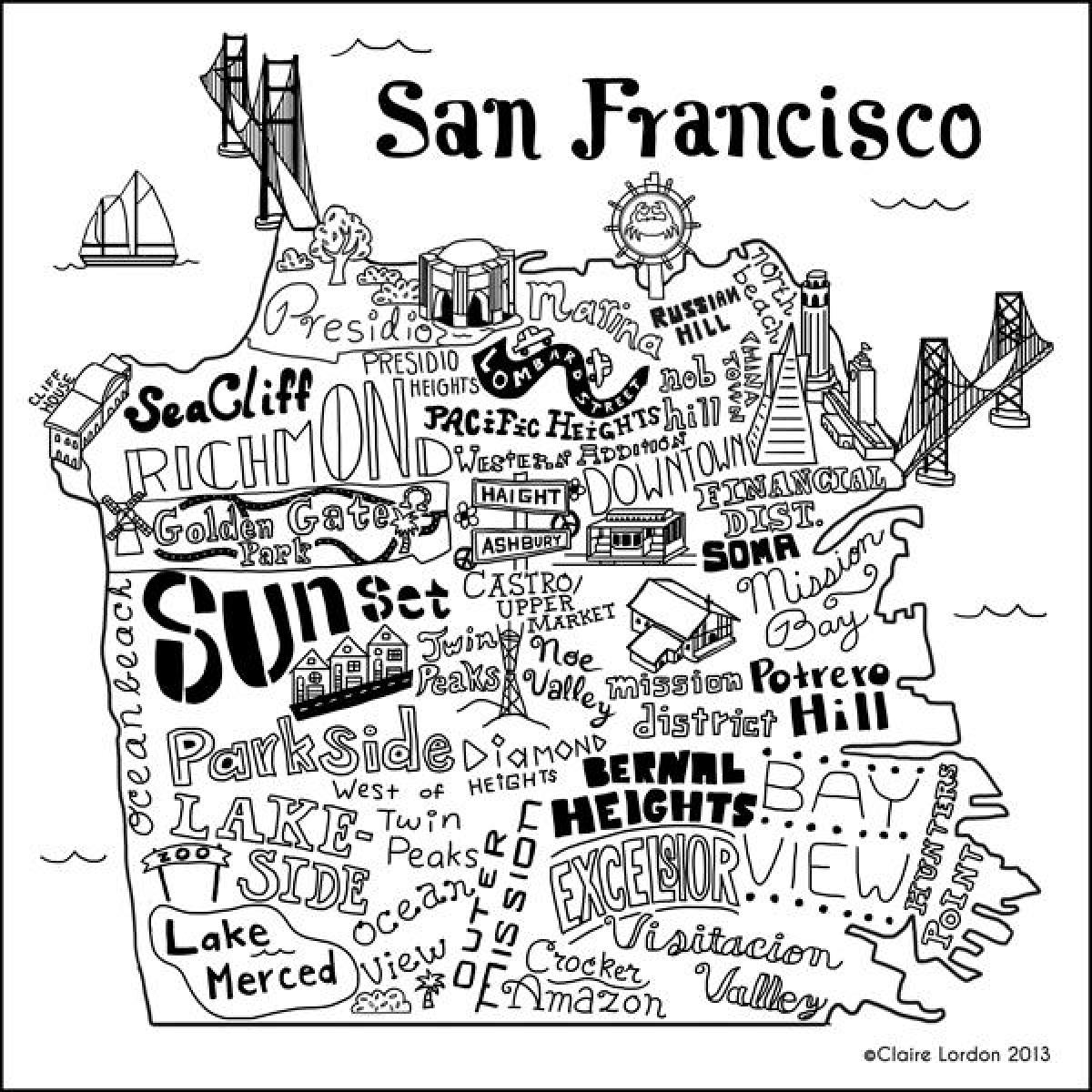 La mappa del negozio di San Francisco