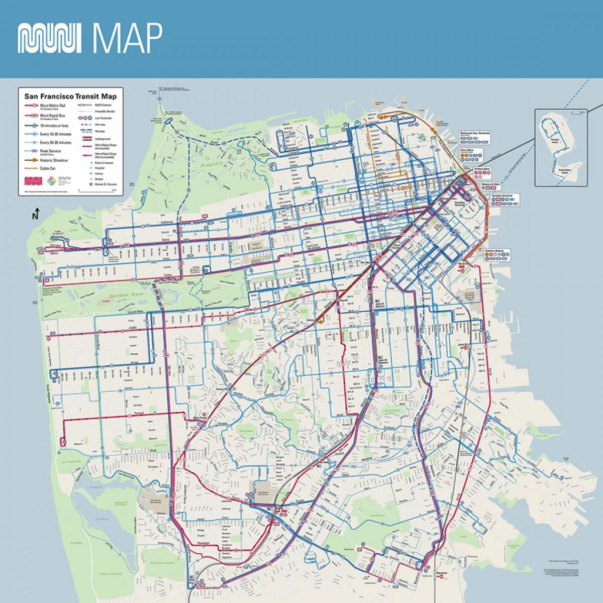muni mappa di San Francisco, ca