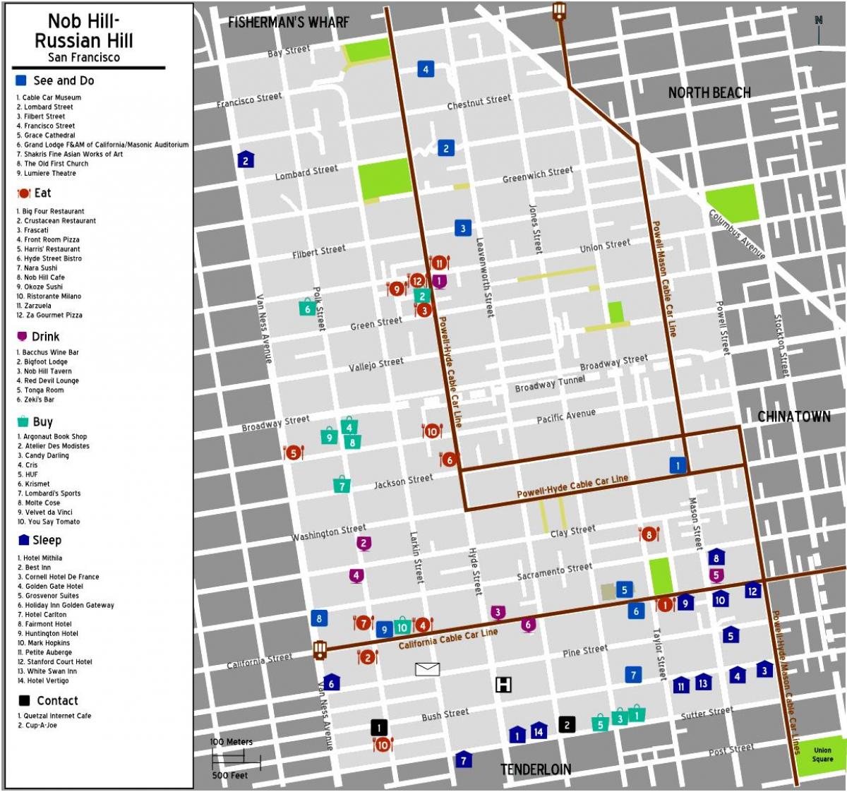 Mappa di nob hill a San Francisco