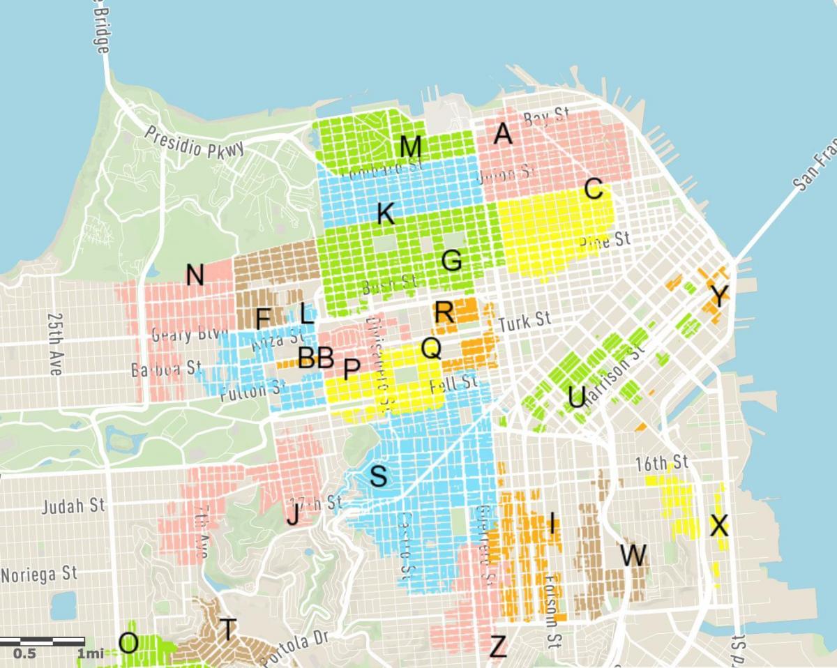 parcheggio gratuito in strada San Francisco mappa