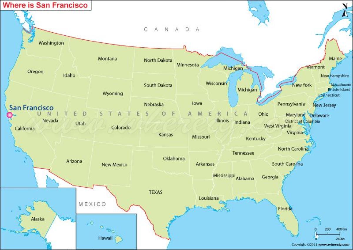mappa di San Francisco, california, usa