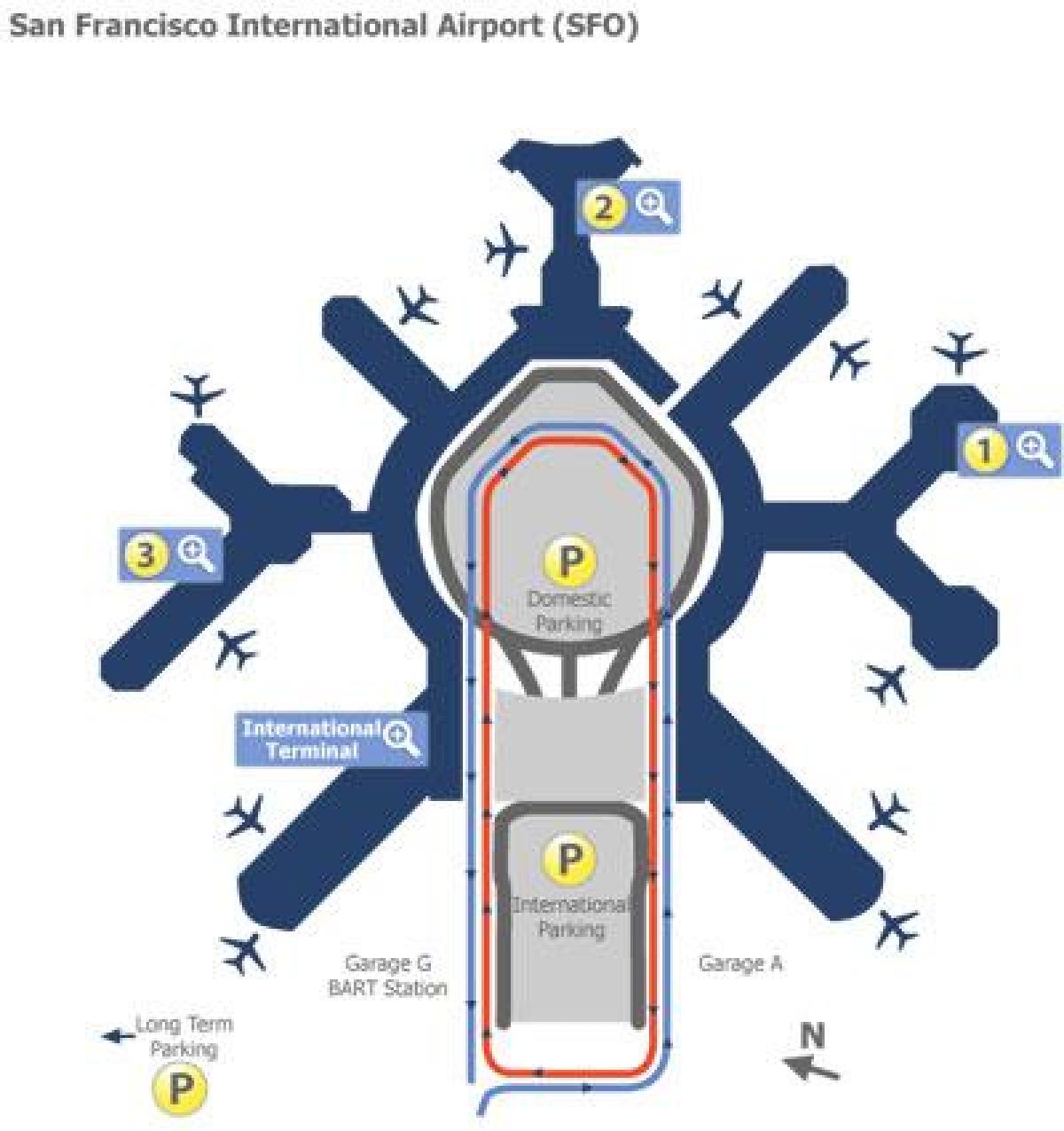 Aeroporto di San Francisco gate mappa