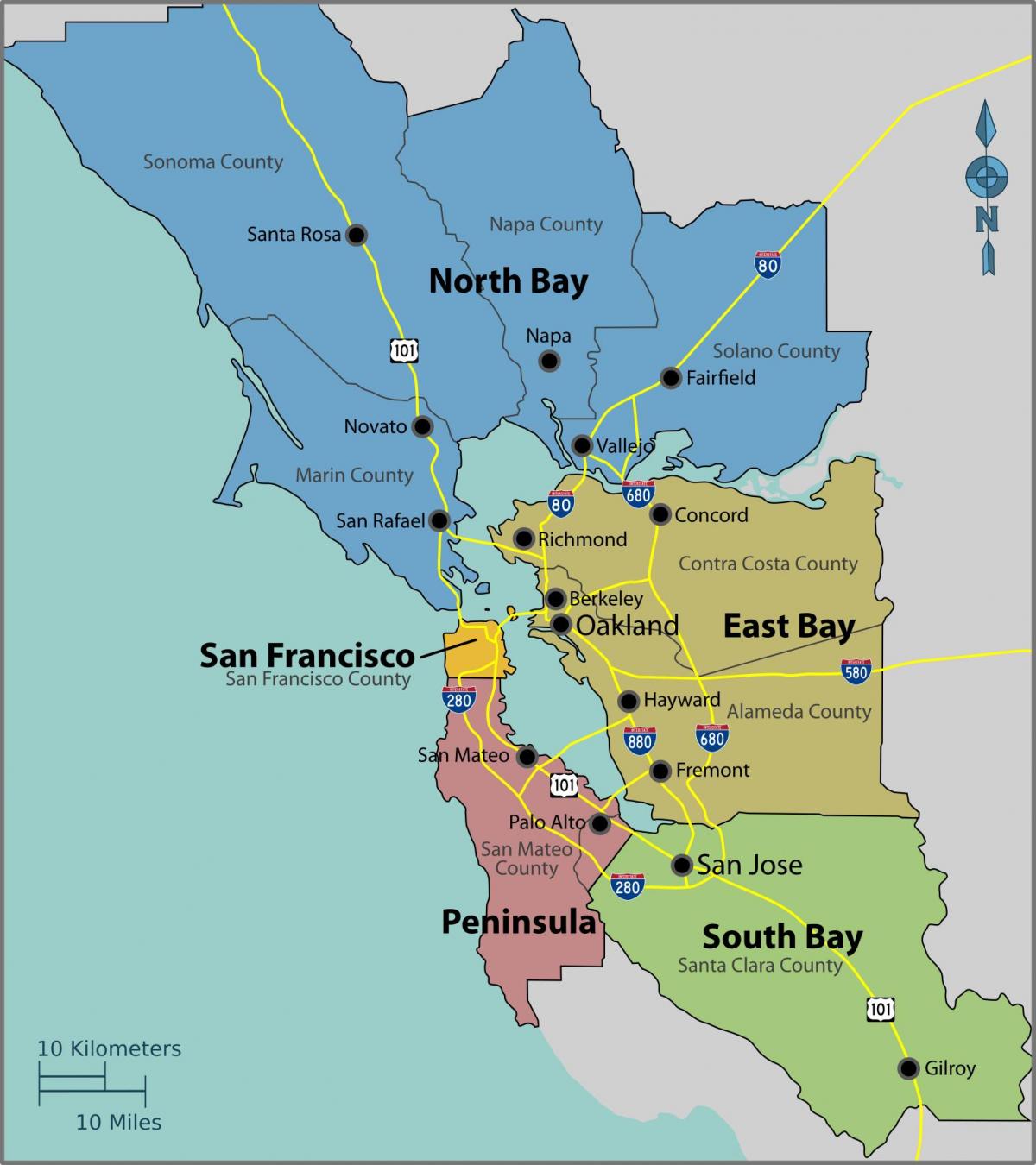 San Francisco bay su una mappa