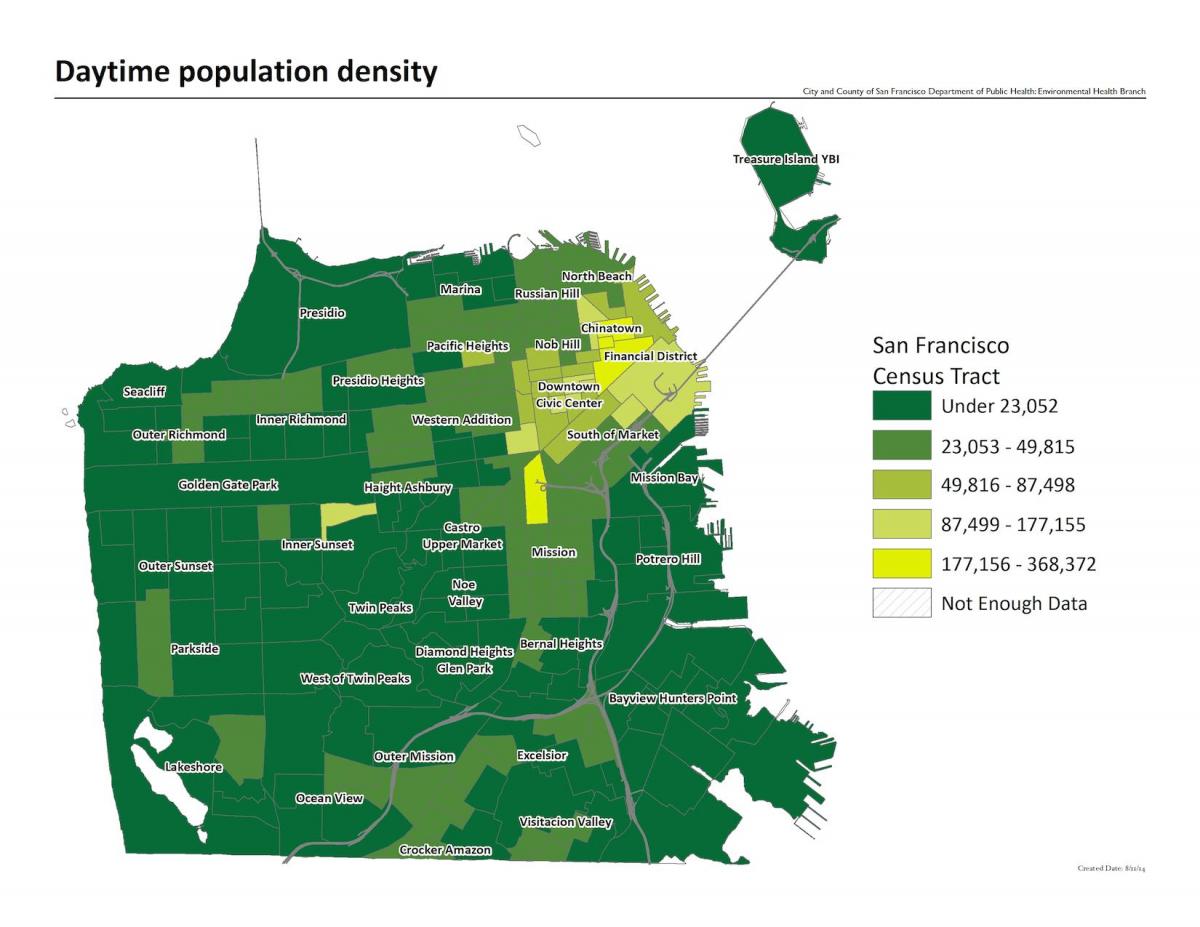 Mappa di San Francisco densità di popolazione