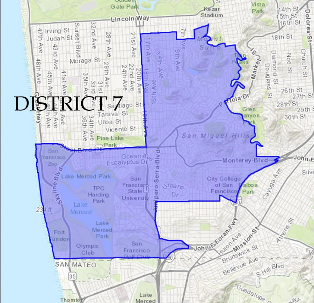 Mappa di San Francisco distretto 7 