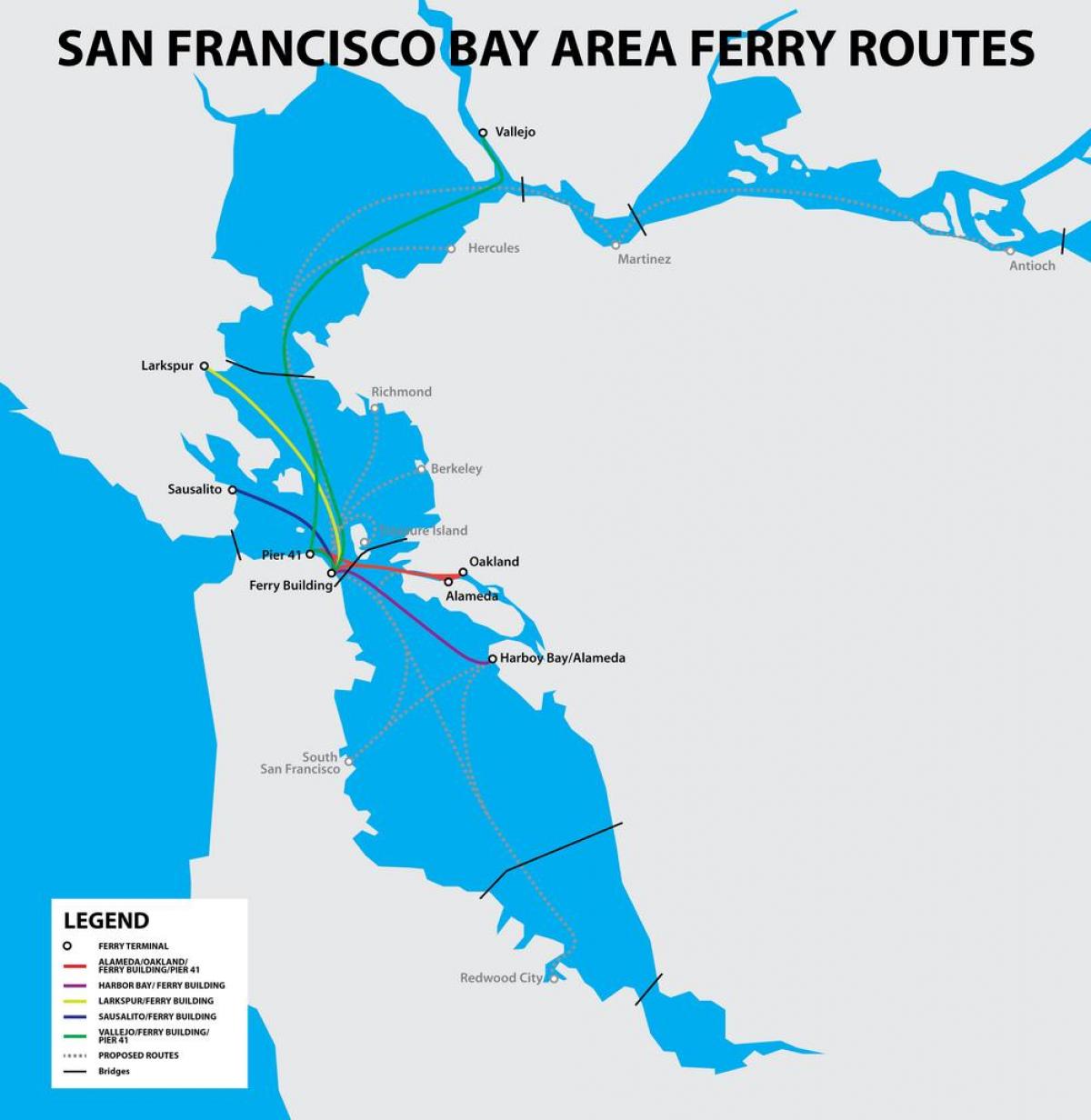 La baia di San Francisco ferry mappa