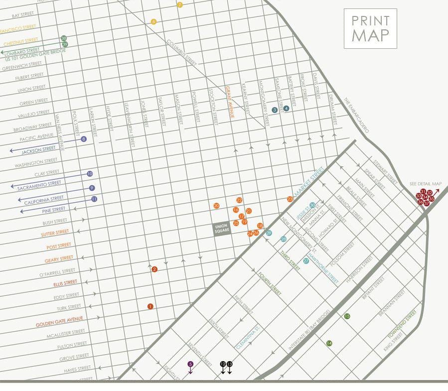 Mappa di San Francisco gallerie d'arte