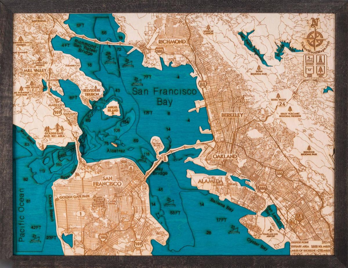 Mappa di San Francisco legno
