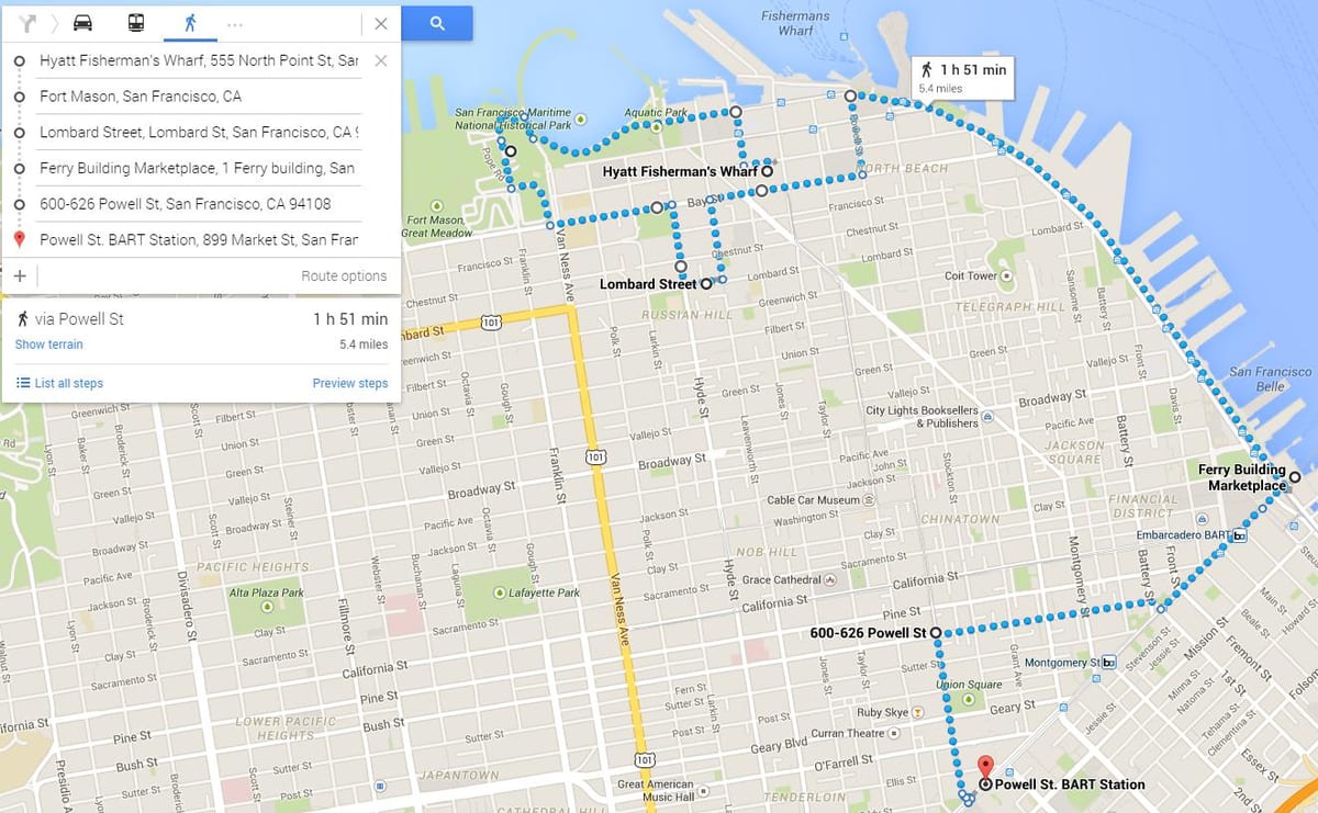 San Francisco walking tours la mappa