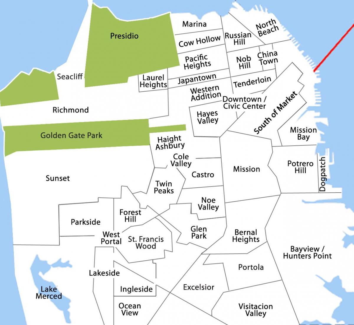 Mappa di San Francisco regione