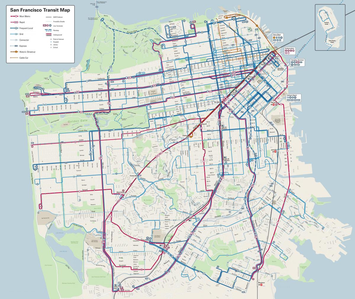 San Francisco mappa degli autobus