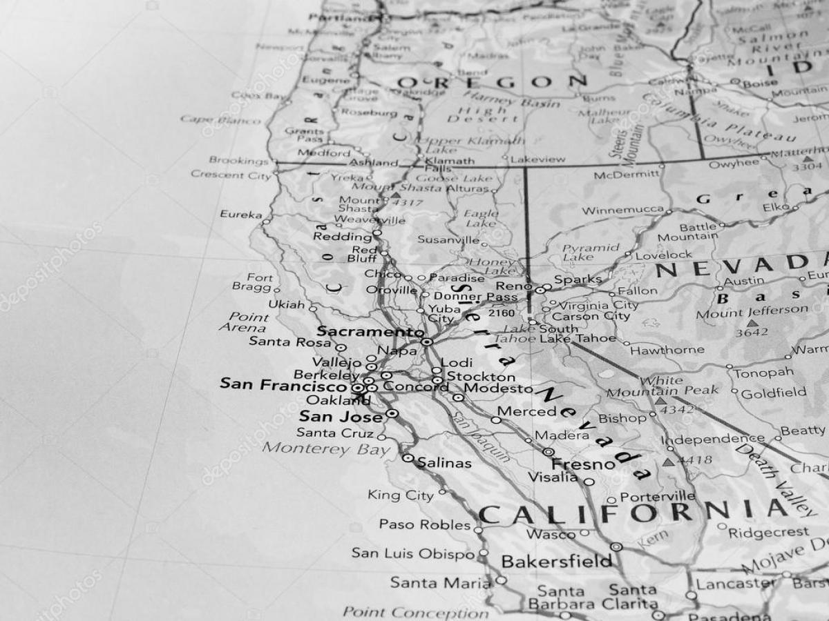 mappa in bianco e nero di San Francisco