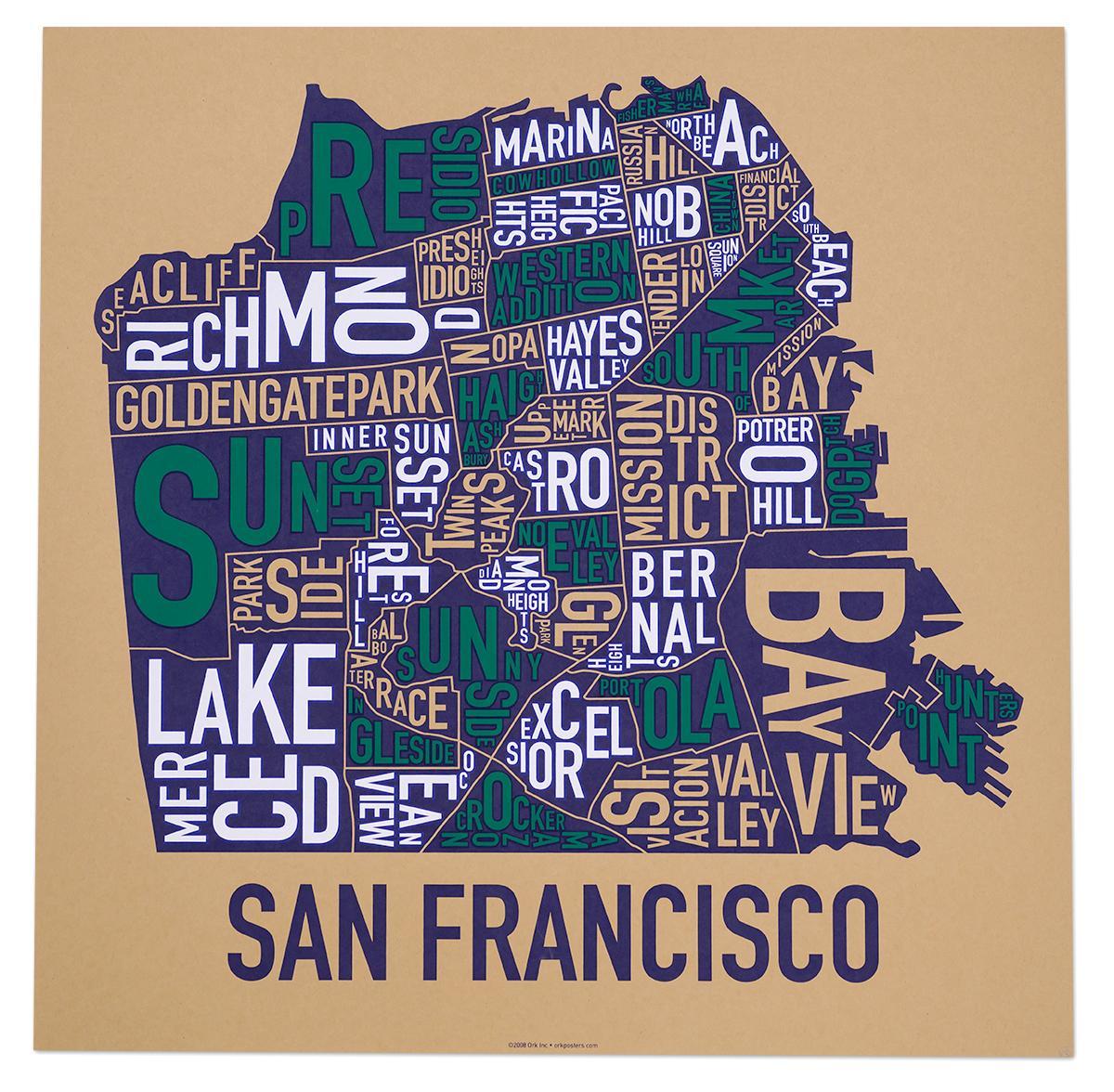 San Francisco quartiere mappa poster