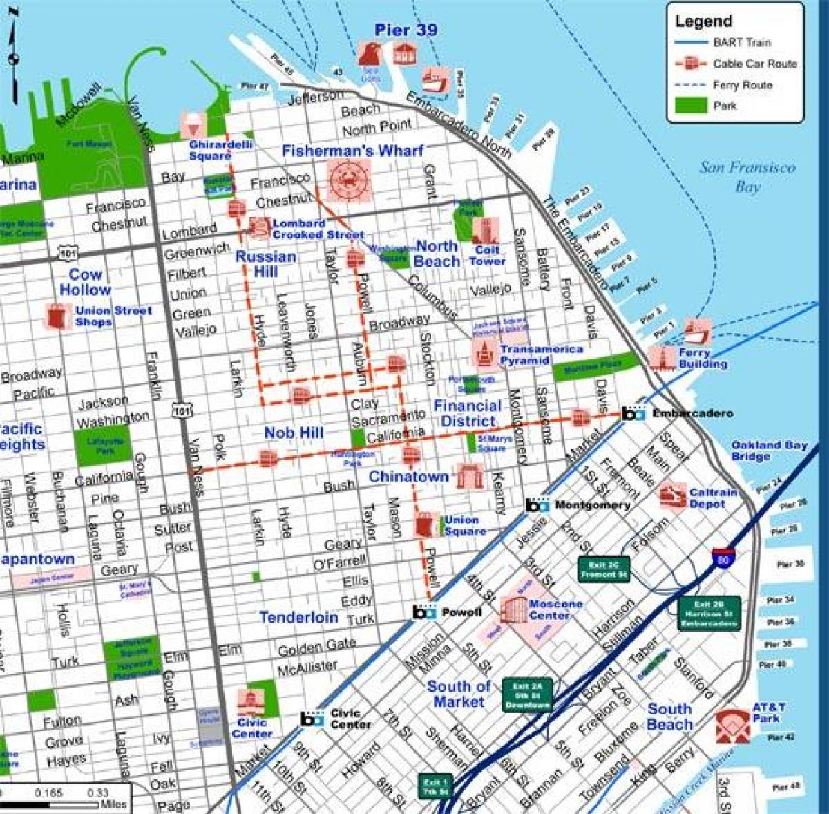 Città di San Francisco mappa turistica