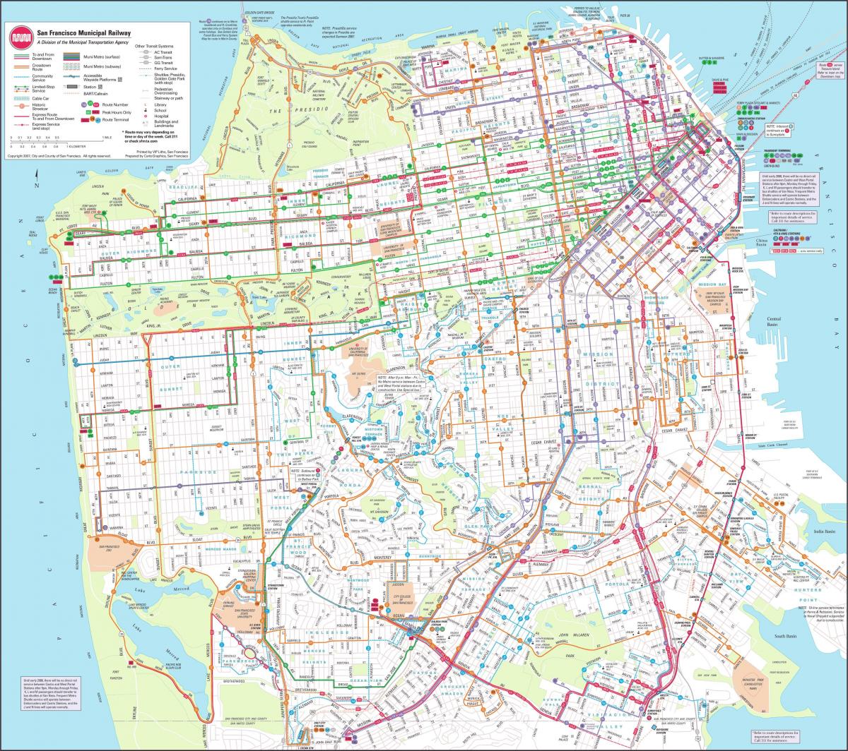 Mappa di San Francisco municipal railway