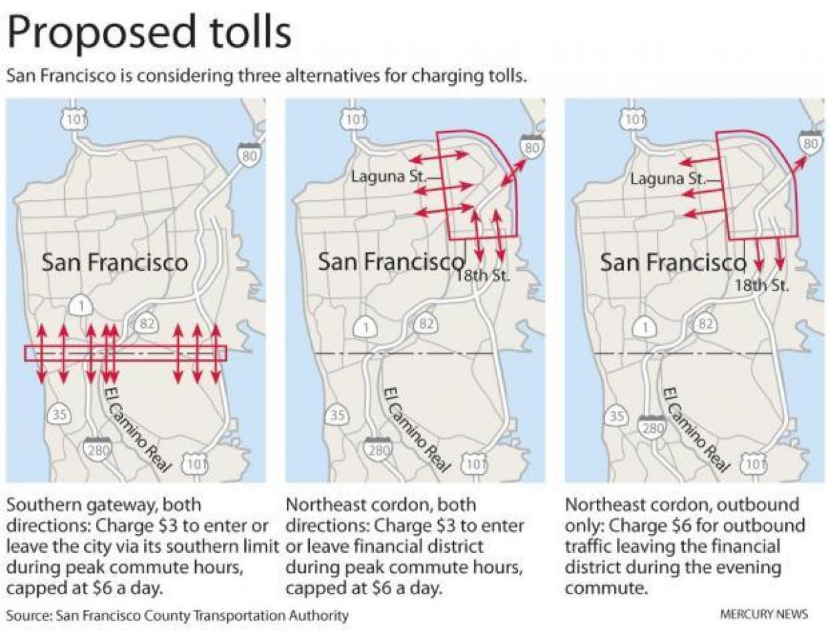 Mappa di San Francisco pedaggi